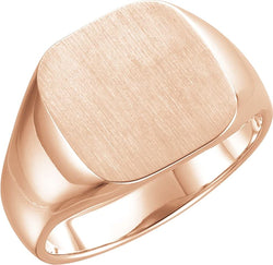 Men's Closed Back Signet Ring, 14k Rose Gold (14mm) Size 10.25
