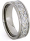 Black Stardust Band, White Stardust Band with Meteorite and Gold 7mm Comfort-Fit His and Her Wedding Bands Set Size, M13-F6.5