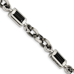 Men's Polished Stainless Steel 8mm Black-Plated Bracelet, 8.5 "