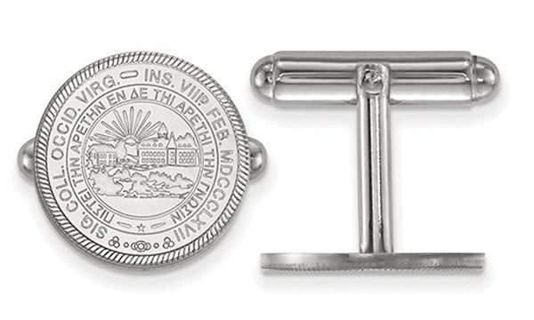Rhodium-Plated Sterling Silver West Virginia University Crest Cuff Links, 15MM
