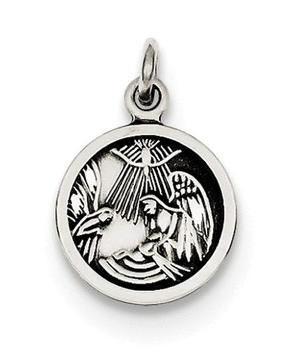 Sterling Silver Antiqued Baptism Medal (16X11MM)