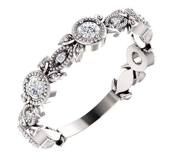 Platinum Diamond Vintage-Style Ring (0.33 Ctw, G-H Color, SI1-SI2 Clarity)