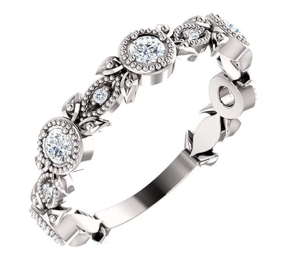 Diamond Vintage-Style Ring, Rhodium-Plated 14k White Gold (0.33 Ctw, G-H Color, I1 Clarity)