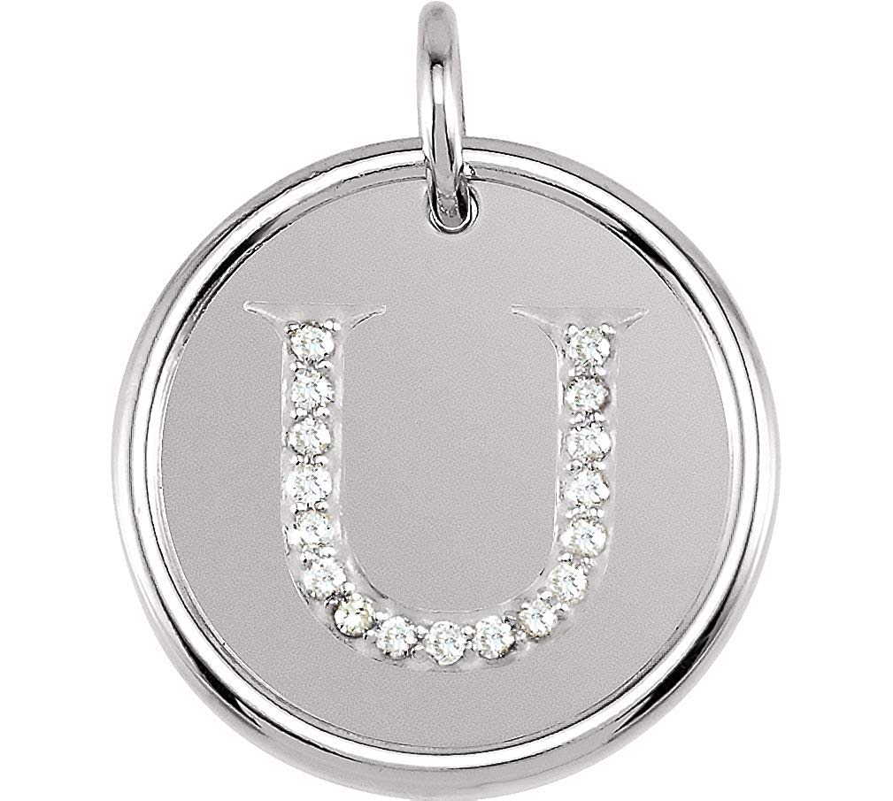 Diamond Initial "U" Pendant, Sterling Silver (.08 Ctw, Color G-H, Clarity I1)