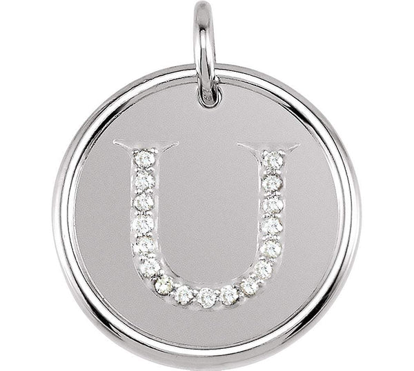 Diamond Initial "U" Pendant, Sterling Silver (.08 Ctw, Color G-H, Clarity I1)