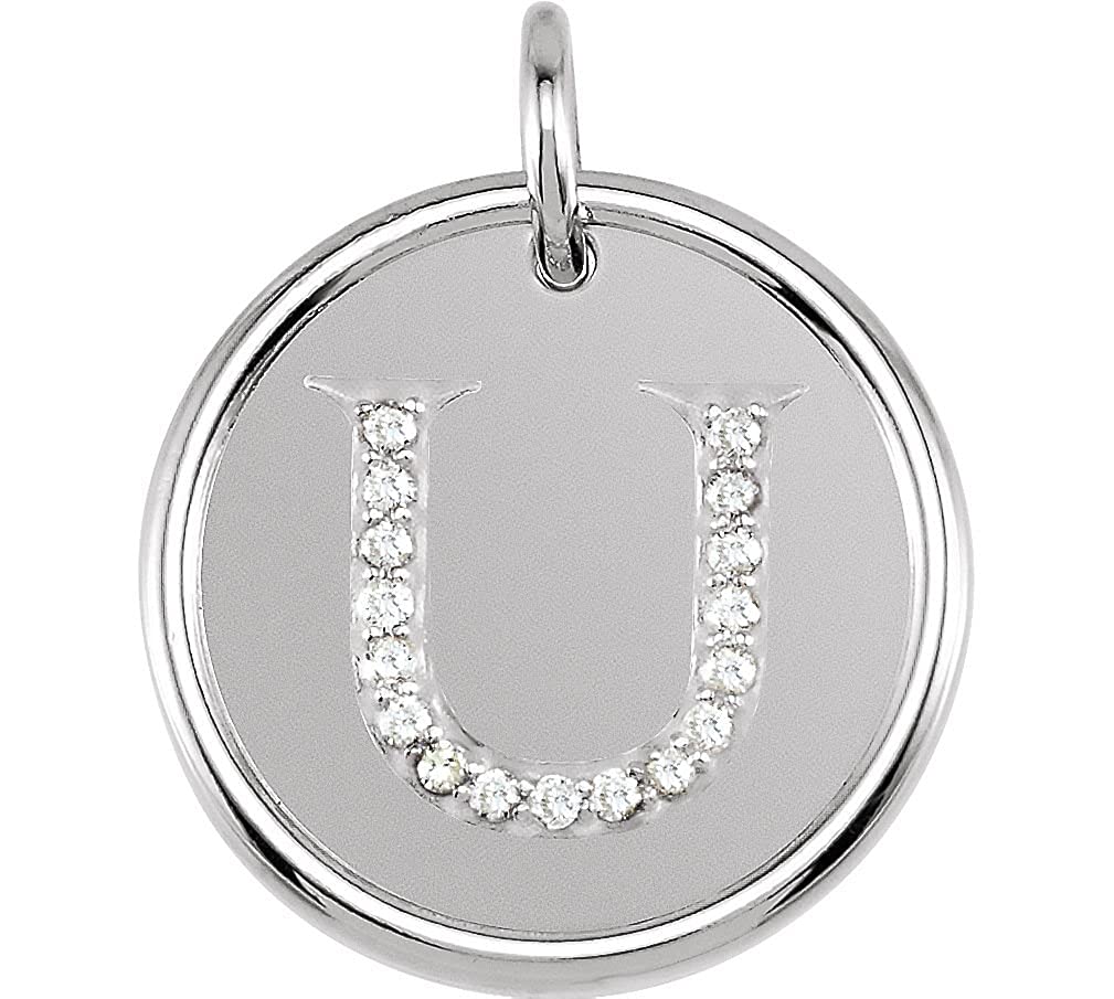 Diamond Initial "U" Pendant, Rhodium-Plated 14k White Gold (.08 Ctw, Color G-H, Clarity I1)