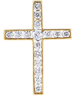 Diamond Coticed Cross 14k Yellow Gold Pendant (1.5 Ctw, G-H Color, I1 Clarity)