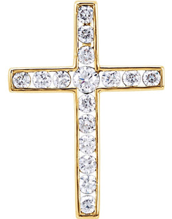 Diamond Coticed Cross 14k Yellow Gold Pendant (.33 Ctw, G-H Color, I1 Clarity)