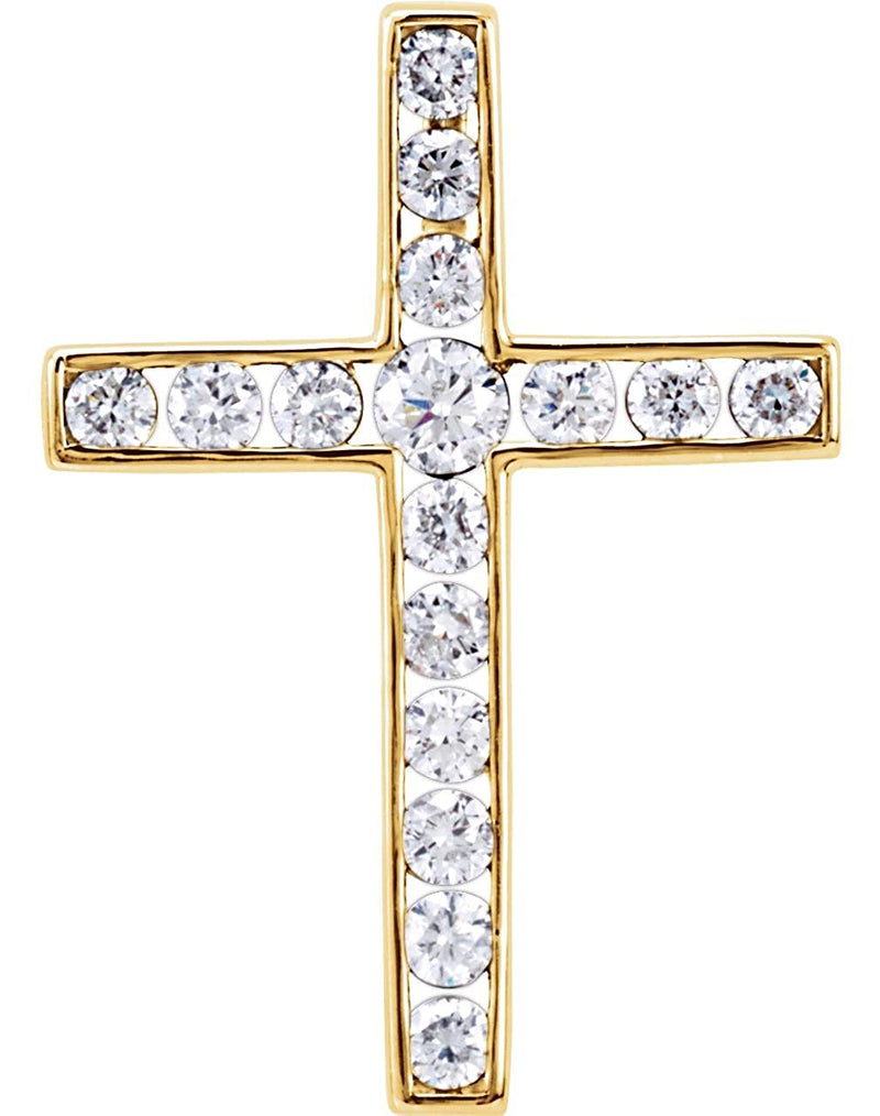 Diamond Coticed Cross 14k Yellow Gold Pendant (.33 Ctw, G-H Color, I1 Clarity)