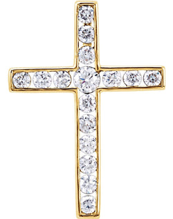 Diamond Coticed Cross 14k Yellow Gold Pendant (.25 Ctw, G-H Color, I1 Clarity)