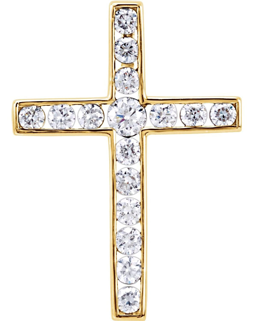 Diamond Coticed Cross 14k Yellow Gold Pendant (1.25 Ctw, G-H Color, I1 Clarity)