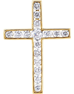 Diamond Coticed Cross 14k Yellow Gold Pendant (1.25 Ctw, G-H Color, I1 Clarity)