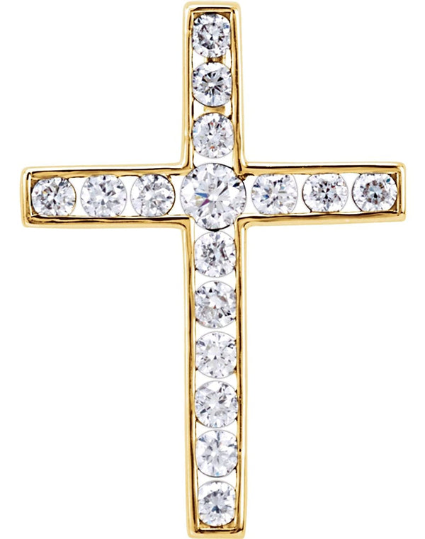 Diamond Coticed Cross 14k Yellow Gold Pendant (.25 Ctw, G-H Color, I1 Clarity)