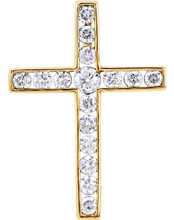 Diamond Coticed Cross 14k Yellow Gold Pendant (1 Ctw, G-H Color, I1 Clarity)