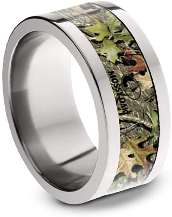 Mossy Oak Camo Obsession 10mm Comfort-Fit Titanium Ring, Size 14