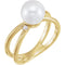 White Freshwater Cultured Pearl, Diamond Ring, 14k Yellow Gold (8-8.5 mm)(.04 Ctw, Color G-H, Clarity I1)