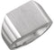 Men's Brushed Signet Ring, 14k White Gold (18mm)