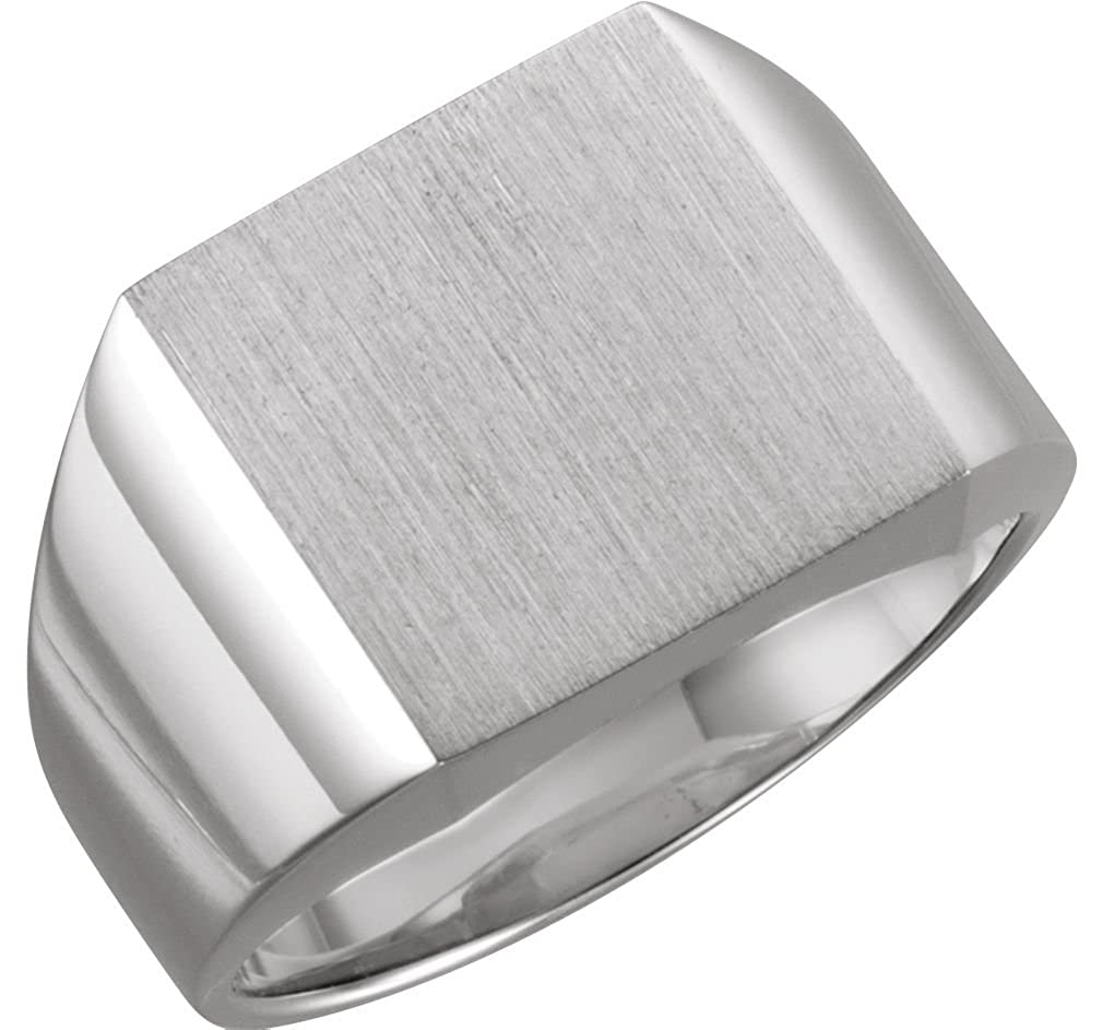 Men's Brushed Signet Ring, 18k Palladium White Gold (18mm)