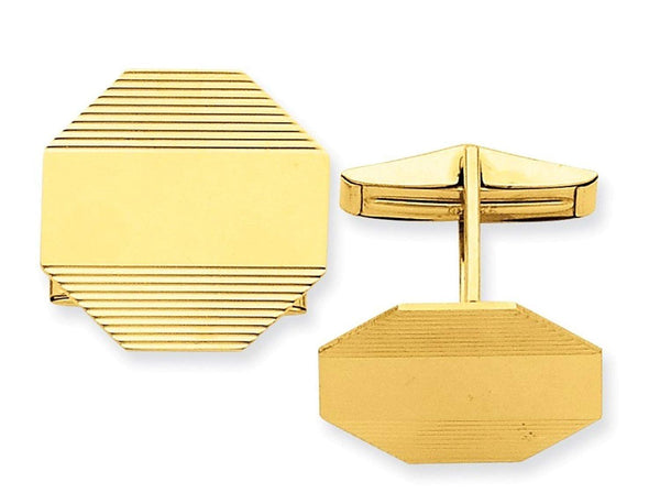 14k Yellow Gold Octagon Cuff Links, 20MM