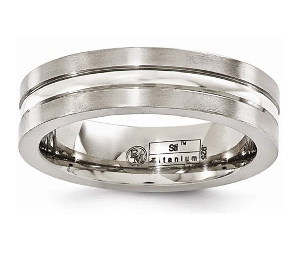 Silver Inlay Collection Brushed Gray Titanium, Argentium Silver Inlay ...