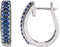 Blue Sapphire Milgrain Hoop Earrings, 14K White Gold, 4.6MM