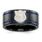 Edward Mirell Black Titanium Blue Anodized with SS Police Shield Tag 10mm Flat Band