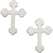 Girl's Budded Cross Stud Earrings, 14k White Gold (11x8MM)