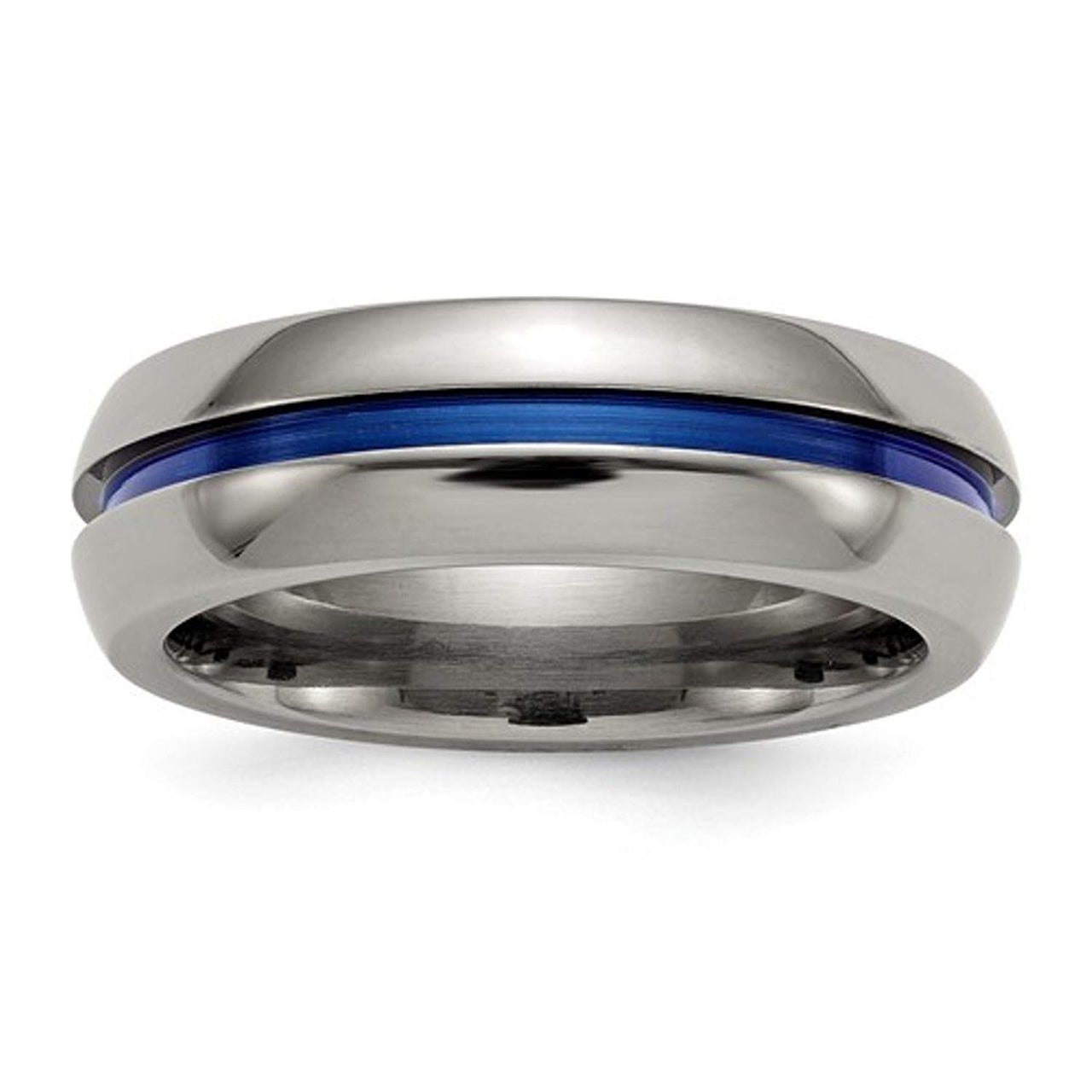 Edward Mirell Titanium Blue-Anodized Center 7mm Comfort-Fit Band