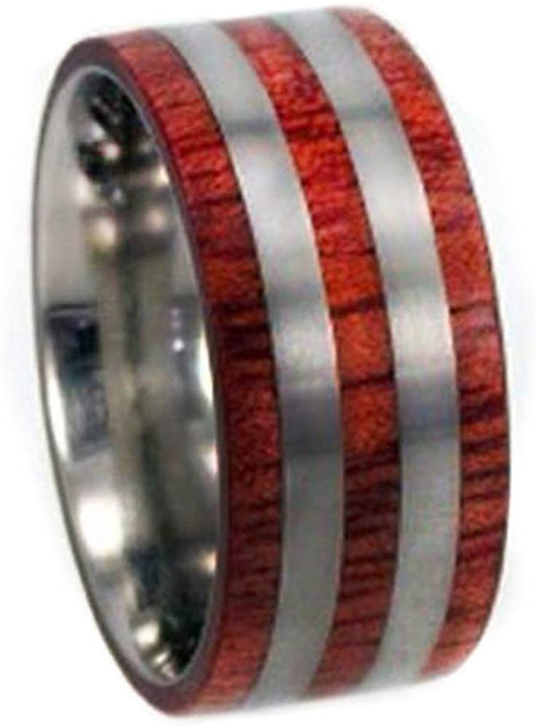 Bloodwood, Titanium Pinstripes 10mm Comfort Fit Titanium Wedding Band, Size 5.5