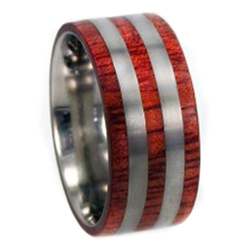 Bloodwood, Titanium Pinstripes 10mm Comfort Fit Titanium Wedding Band, Size 9.25