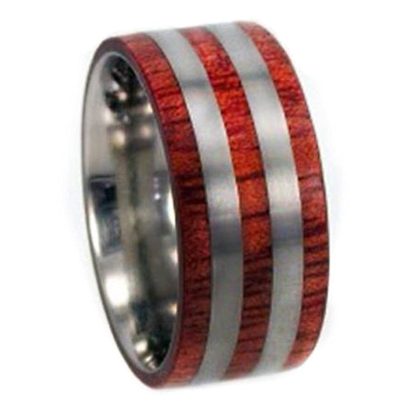 Bloodwood, Titanium Pinstripes 10mm Comfort Fit Titanium Wedding Band, Size 11.75