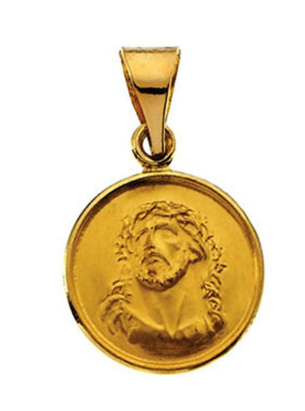18k Yellow Gold Face of Jesus (Ecce Homo) Medal (13 MM)