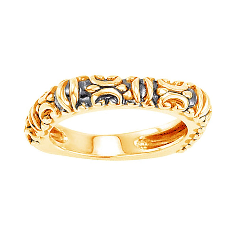 Antiqued Square Stackable 3.9mm 14k Yellow Gold Ring, Size 4.25