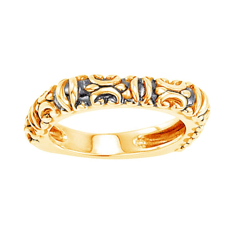 Antiqued Square Stackable 3.9mm 14k Yellow Gold Ring