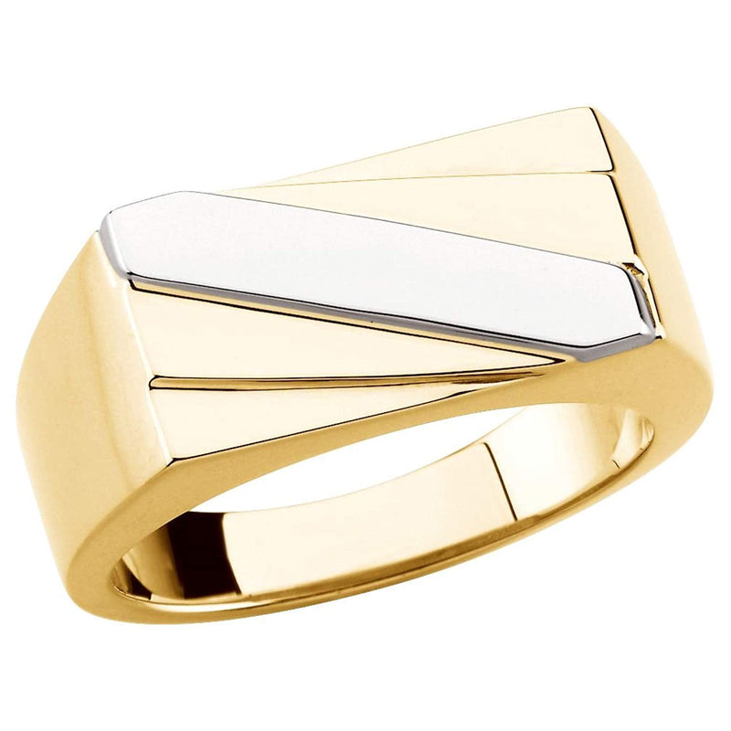 Men's 10k Yellow and White Gold Flat Top Ring