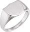 Men's Platinum Brushed Closed Back Shield Signet Ring (14mm)