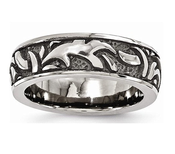 Pallas Collection Grey Titanium Casted Design 7mm Band