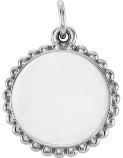 Engrave-able Round Granulated Bead Pendant, Sterling Silver