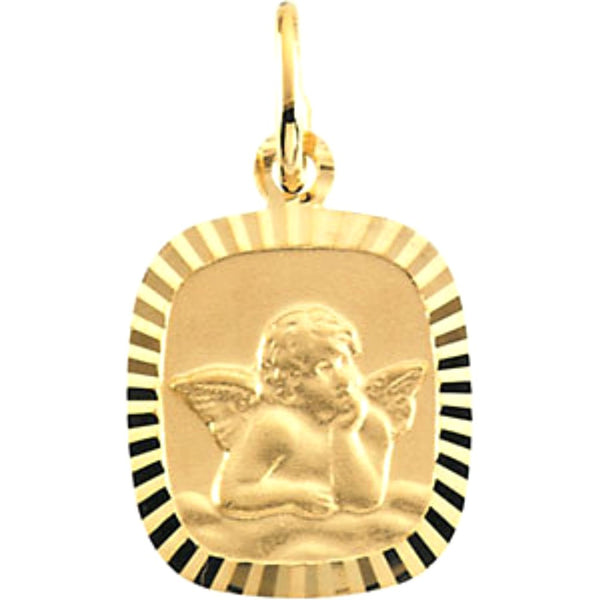 14k Yellow Gold Angel Pendant Medal (12x11 MM)