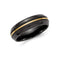 Edward Mirell Black Titanium, 14K Yellow Gold Patterned 7mm Comfort-Fit Band