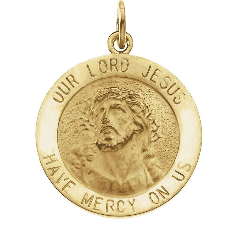 14k Yellow Gold Round Our Lord Jesus Medal (15 MM)