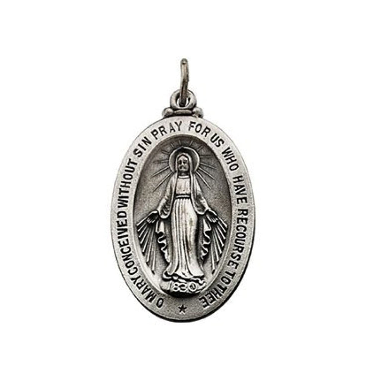 Sterling Silver Oval Miraculous Medal (30x20 MM)