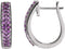 Amethyst Milgrain Hoop Earrings, 14K White Gold, 4.6MM