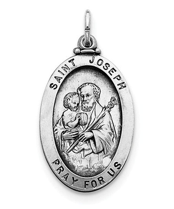 Sterling Silver Antiqued Saint Joseph Medal (35X20MM)