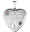 Satin-Brush Heart with Cross and Enameled Flowers Sterling Silver Locket (15.80X16.00 MM)