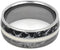 Gibeon Meteorite, Black and White Composite Mokume, 14k White Gold 8mm Comfort-Fit Titanium Wedding Band, Size 8.5