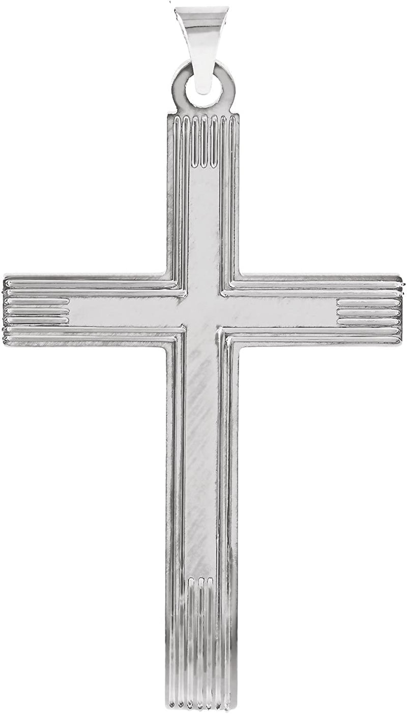 Cross with Embossed Cross Inside the Cross 14k White Gold Pendant