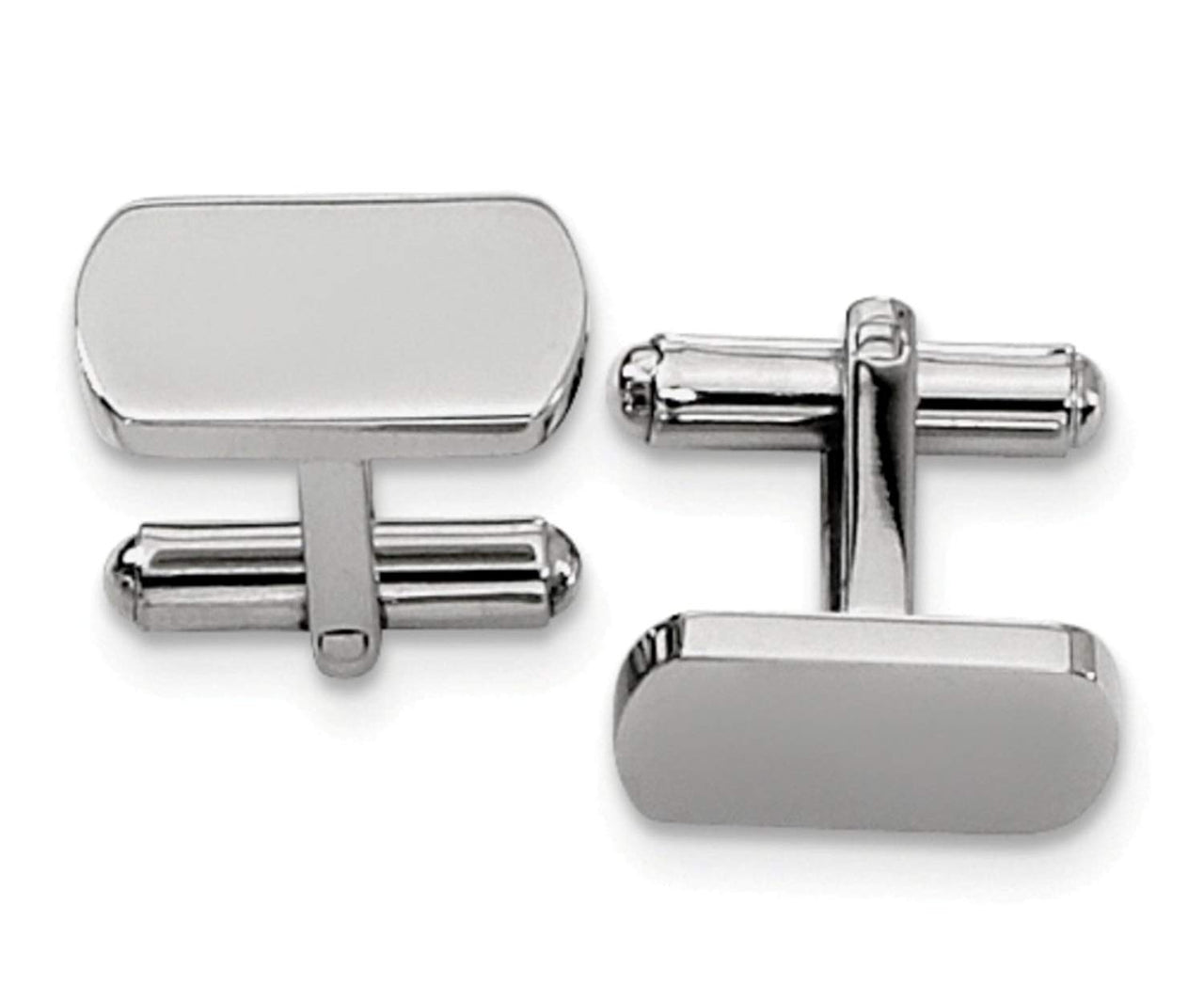 Stainless Steel Rectangle with Curve Edges Cuff Links, 8X18MM