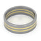 Two 14k Yellow Gold Pinstripes 7mm Comfort-Fit Titanium Wedding Band