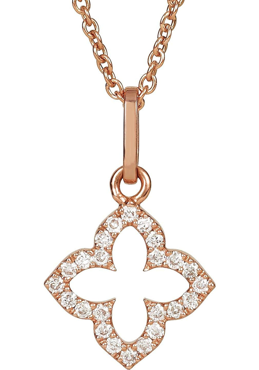 Petite Diamond Cross 14k Rose Gold Necklace, 16" (.07 Cttw.)